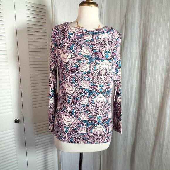 Talbots | Women’s | Blouses | Size PS | Victorian Abstract Stretchy 3/4 Sleeve - Picture 1 of 5